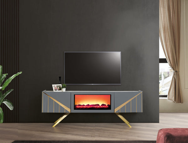 Paris TV-bänk med braskamin – Range Home