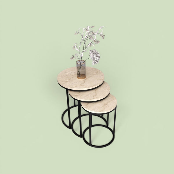 Runt Satsbord (svart Beige)