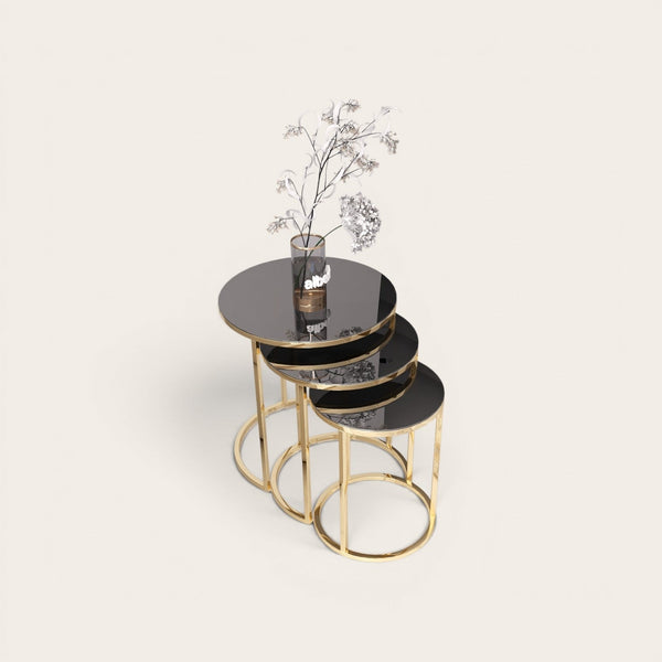 Cam Runt Satsbord (Guld svart Glas