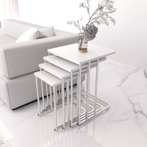 Albemo Fyrkantig Satsbord silver vit