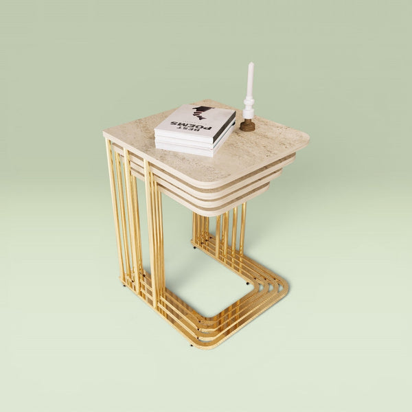 Eylul Fyrkantig Satsbord Gold (Beige)