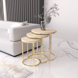 Runt Satsbord (Guld Beige