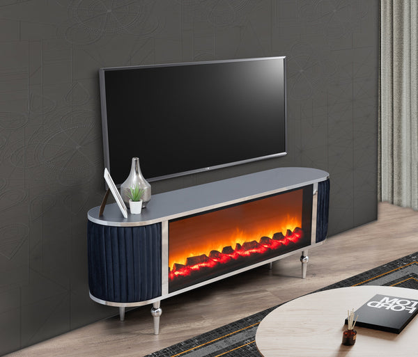 Atina TV-bänk med braskamin – Range Home