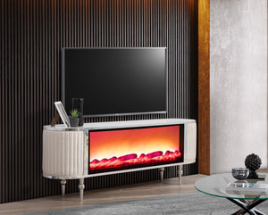 Atina TV-bänk med braskamin – Range Home