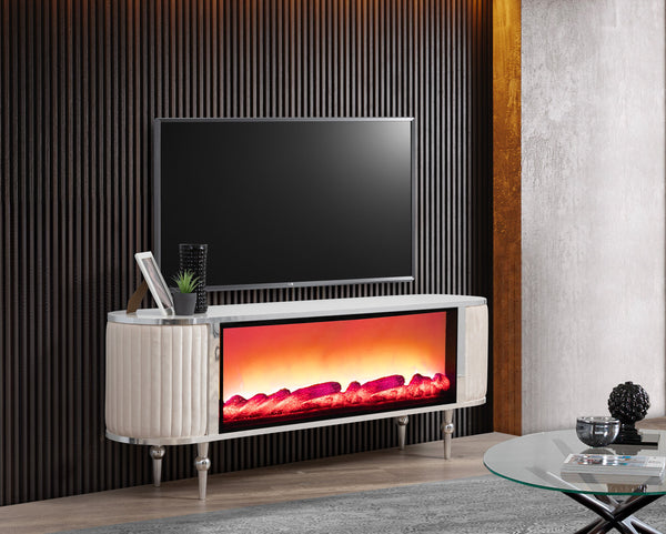 Atina TV-bänk med braskamin – Range Home