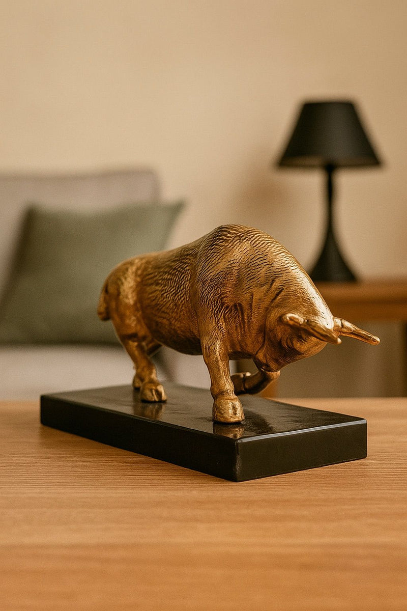 Lyxig Tjur Skulptur / Dekorativt Föremål med - Antik Guld