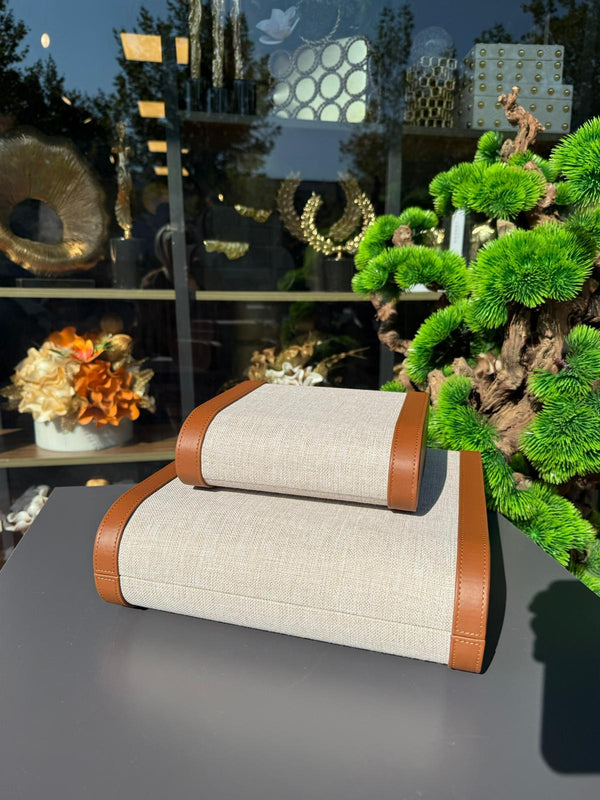 ne Låda SLyxigt Dekorativt Ovalt Linet - Brun (2-pack) (Kopya)
