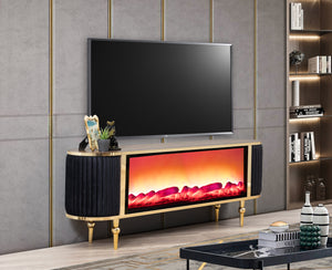Atina TV-bänk med braskamin – Range Home