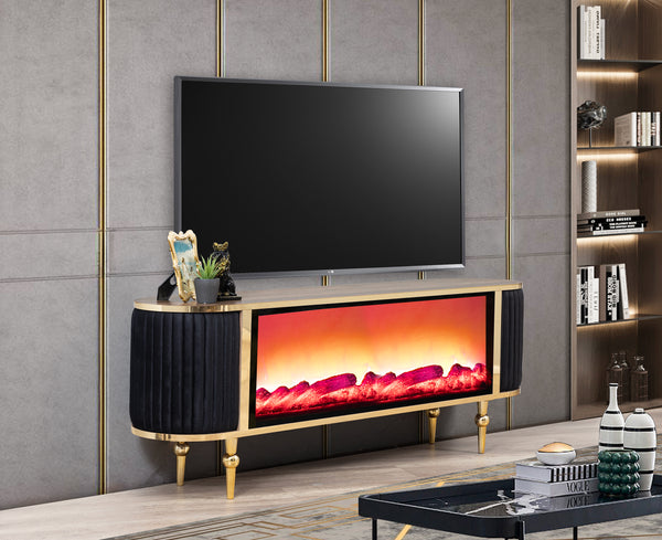 Atina TV-bänk med braskamin – Range Home