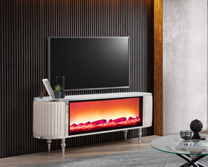 Atina TV-bänk med braskamin – Range Home