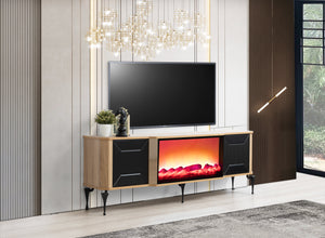 Belgrad TV-bänk med braskamin – Range Home