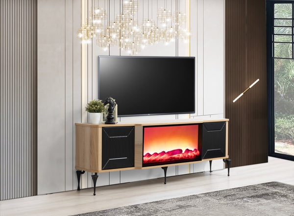 Belgrad TV-bänk med braskamin – Range Home