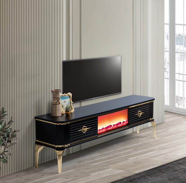 Class L TV-bänk med braskamin – Range Home