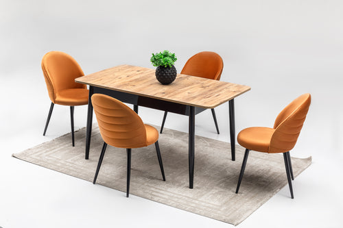 Ece Matbord + 4 Stolar Orange - bild 1