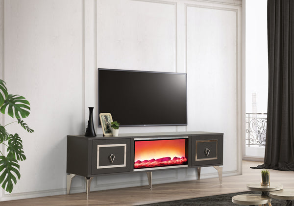 Milano TV-bänk med braskamin – Range Home