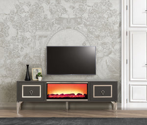 Milano TV-bänk med braskamin – Range Home