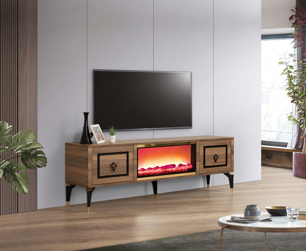 Milano TV-bänk med braskamin – Range Home