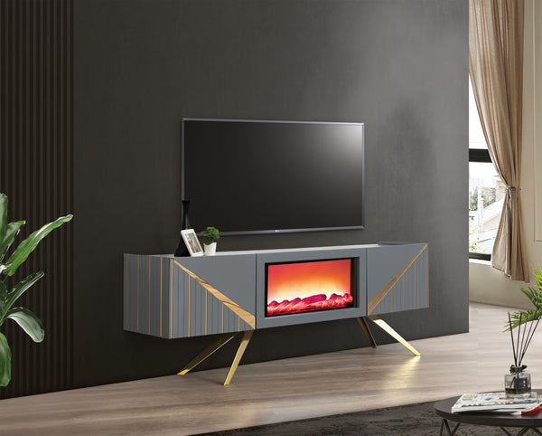 Paris TV-bänk med braskamin – Range Home