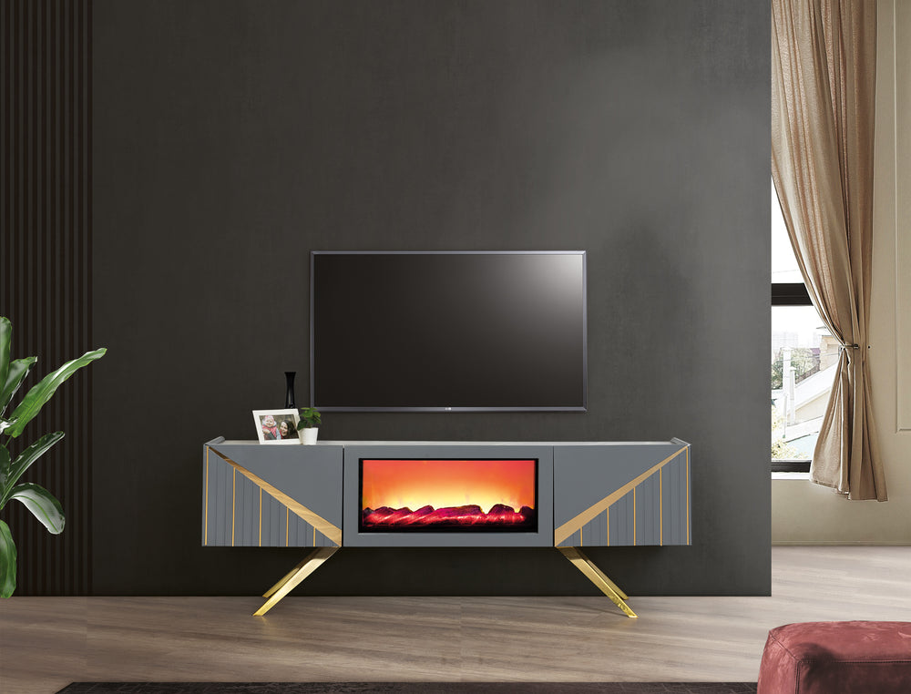 Paris TV-bänk med braskamin – Range Home