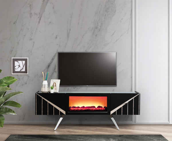 Paris TV-bänk med braskamin – Range Home