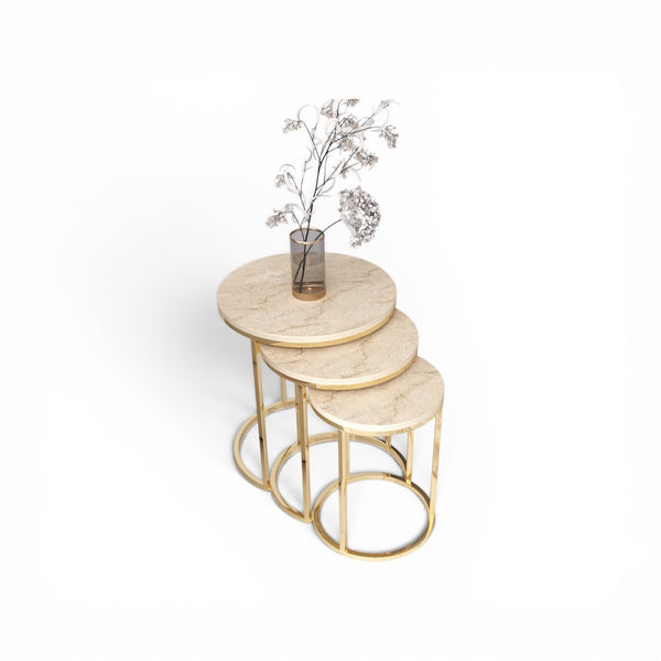 Runt Satsbord (Guld Beige