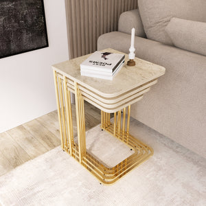 Eylul Fyrkantig Satsbord Gold (Beige)