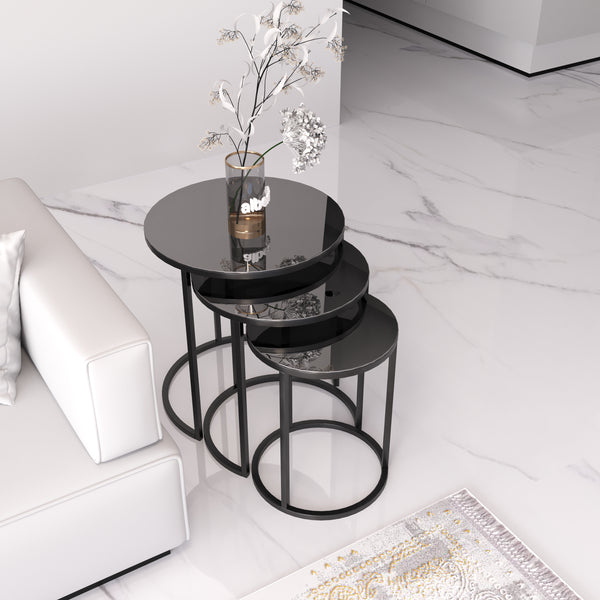 Cam Runt Satsbord Svart (svart glas)