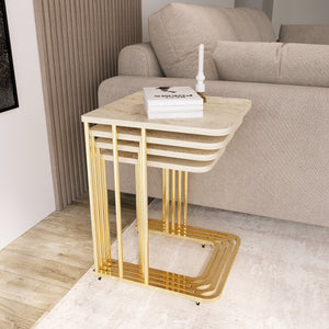 Eylul Fyrkantig Satsbord Gold (Beige)