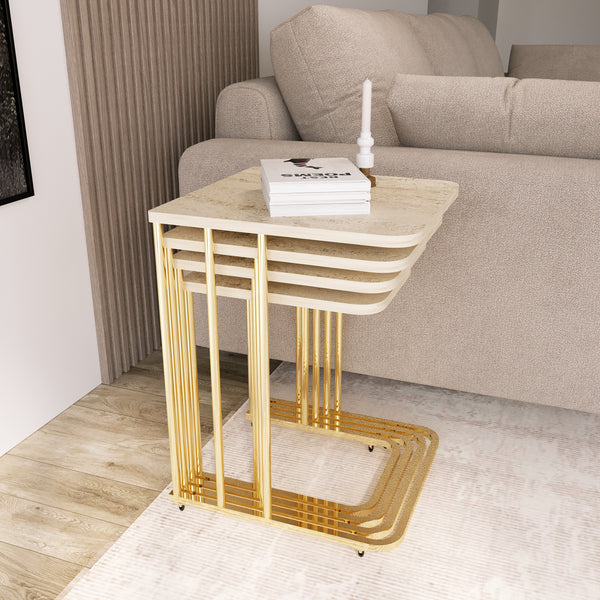 Eylul Fyrkantig Satsbord Gold (Beige)