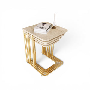 Eylul Fyrkantig Satsbord Gold (Beige)