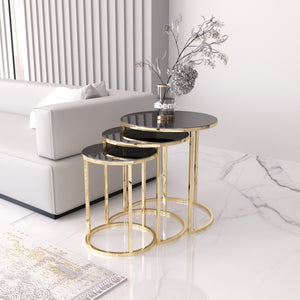 Cam Runt Satsbord (Guld svart Glas