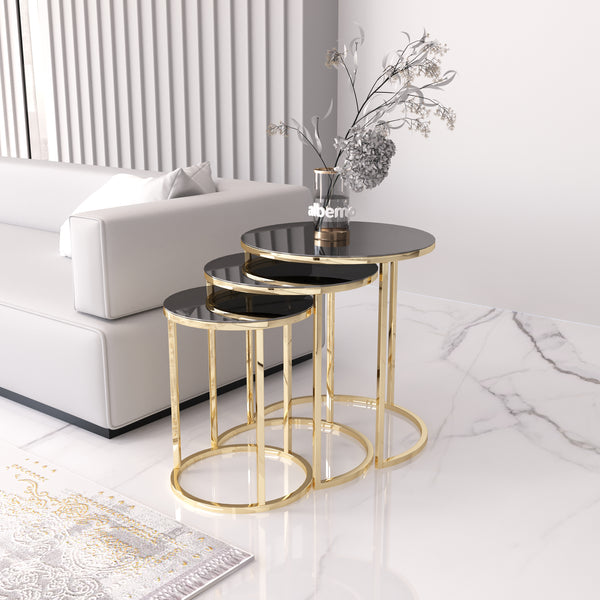 Cam Runt Satsbord (Guld svart Glas