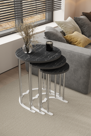 Tokyo Runt Satsbord silver (svart moster)