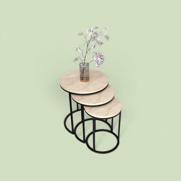 Runt Satsbord (svart Beige)