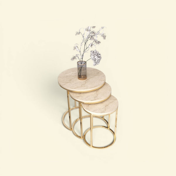 Runt Satsbord (Guld Beige