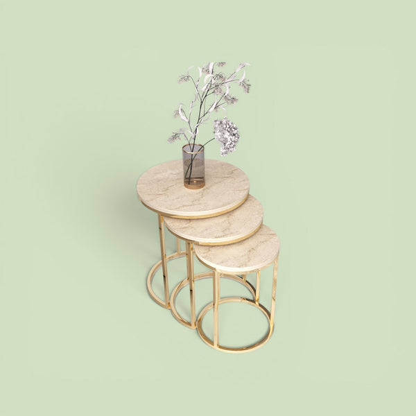 Runt Satsbord (Guld Beige