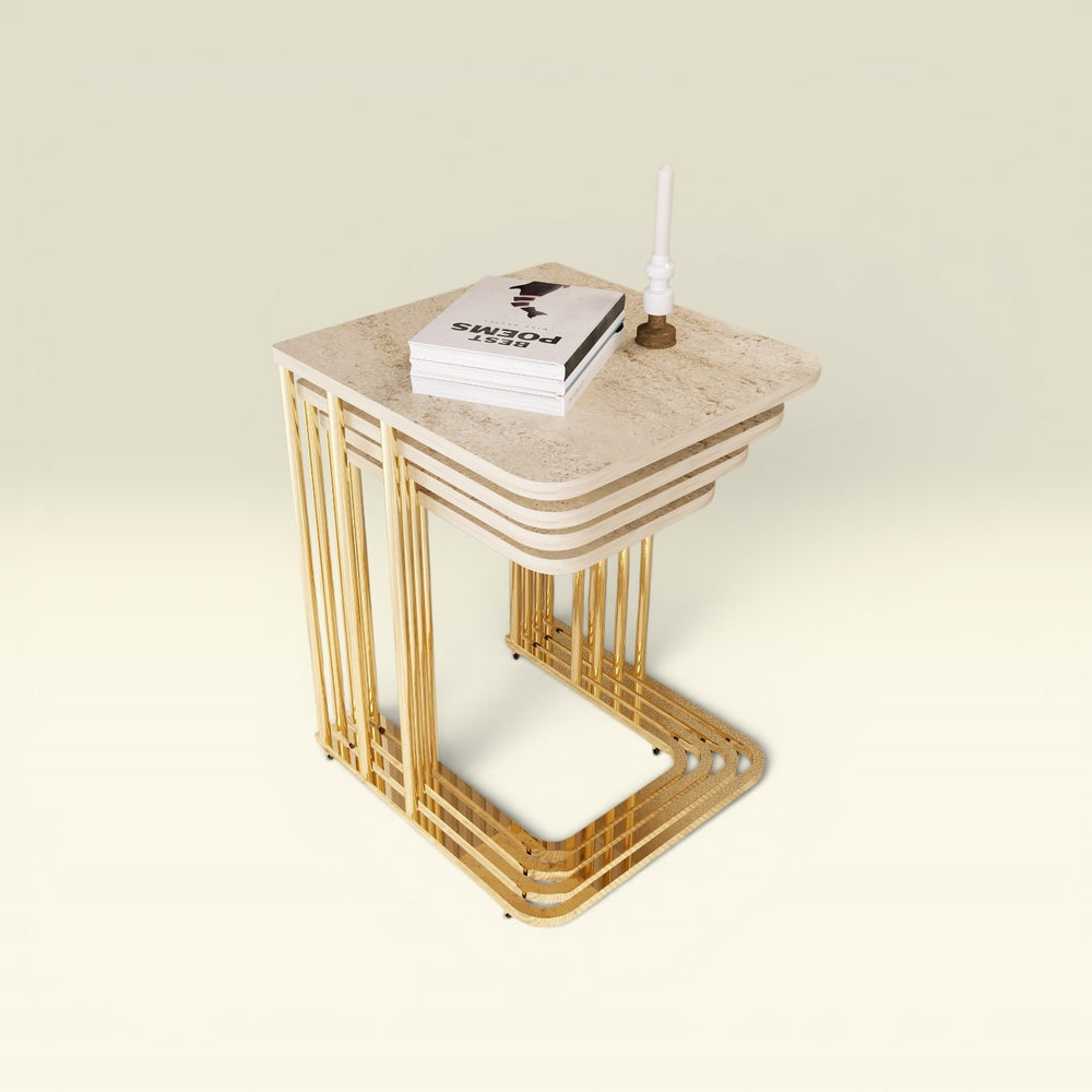 Eylul Fyrkantig Satsbord Gold (Beige)