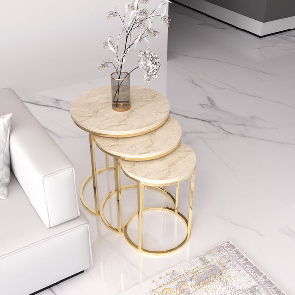 Runt Satsbord (Guld Beige
