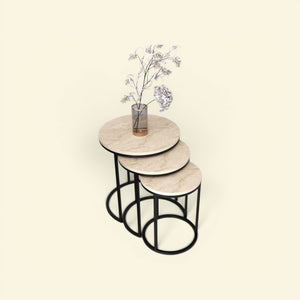 Runt Satsbord (svart Beige)