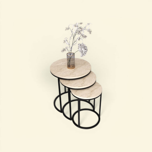 Runt Satsbord (svart Beige)