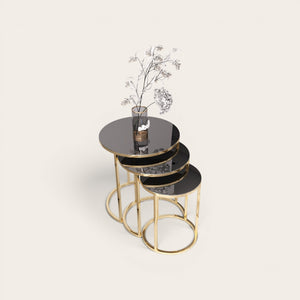 Cam Runt Satsbord (Guld svart Glas