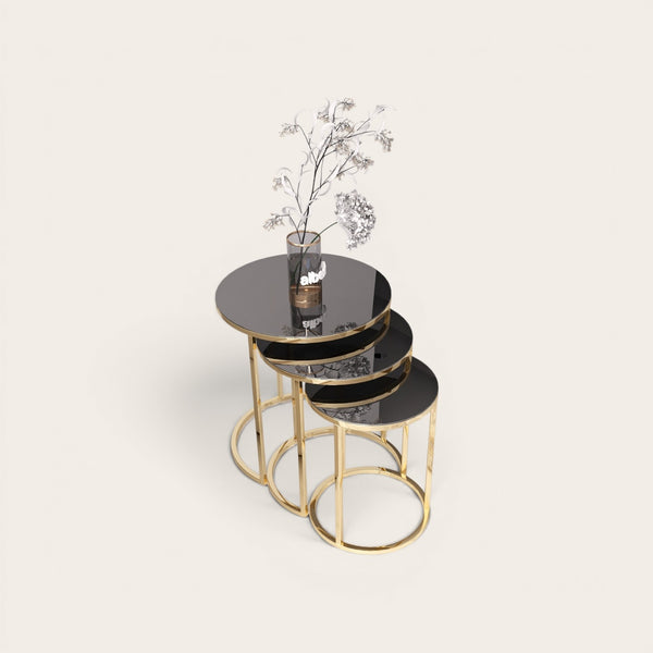 Cam Runt Satsbord (Guld svart Glas