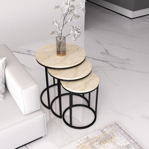 Runt Satsbord (svart Beige)