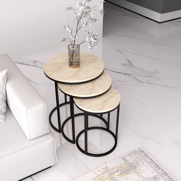 Runt Satsbord (svart Beige)