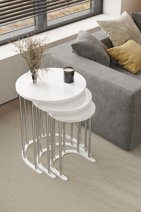 Tokyo Runt Satsbord silver (vit )