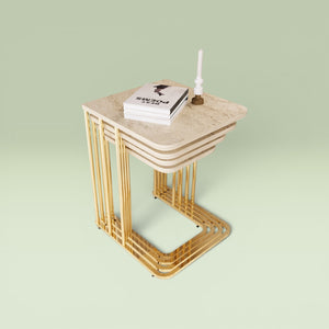 Eylul Fyrkantig Satsbord Gold (Beige)
