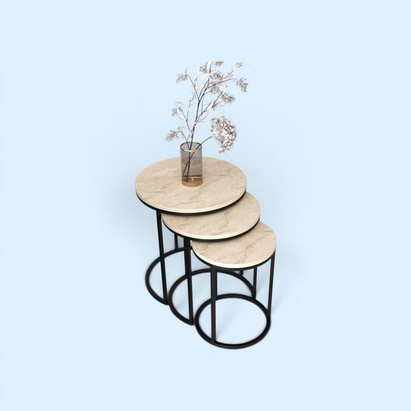 Runt Satsbord (svart Beige)