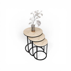Runt Satsbord (svart Beige)