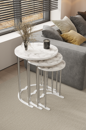 Tokyo Runt Satsbord silver (vit monster )