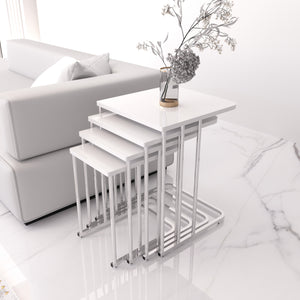 Albemo Fyrkantig Satsbord silver vit